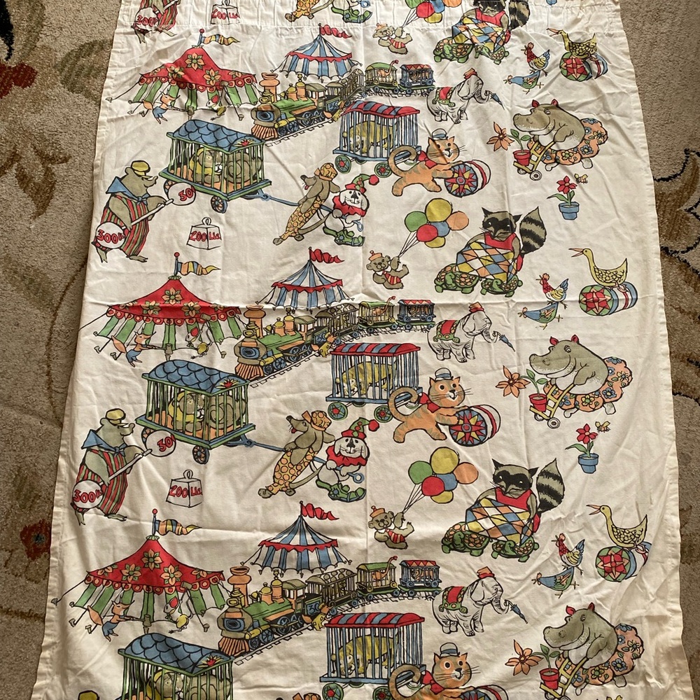 FOUR PANELS vintage circus Midcentury kids nursery curtains